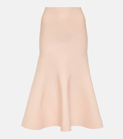 Victoria Beckham High-rise Flared Midi Skirt In Pink