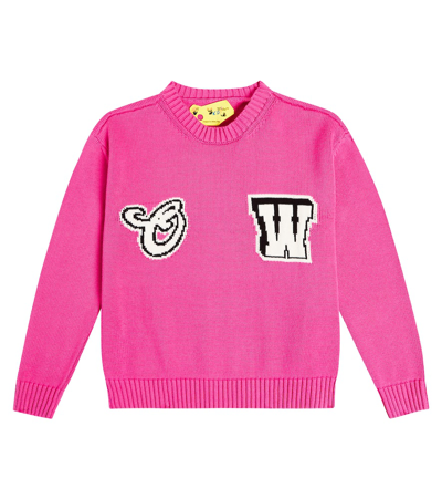 Off-white Kids' Logo Wool Sweater In Pink