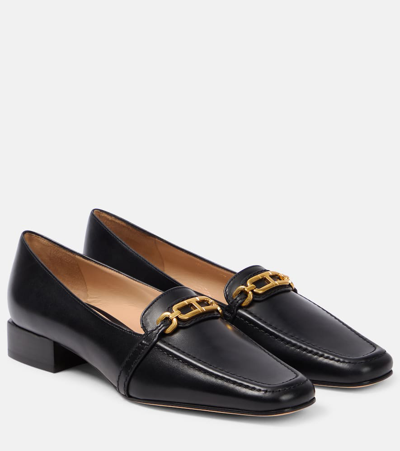 Tom Ford Monogram Leather Loafers In Black