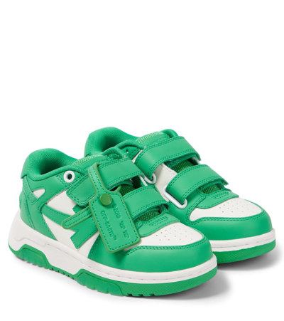 Off-white Kids' Out Of Office Touch-strap Sneakers In Green