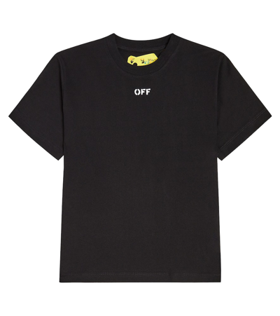 Off-white Kids' Logo Cotton Jersey T-shirt In Black