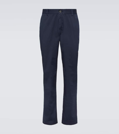 Sunspel Slim Cotton-blend Twill Chinos In Blue