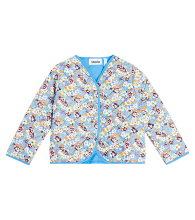 Molo Kids' Herdis Floral Cotton-blend Jacket In Blue