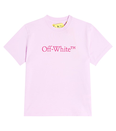 Off-white Kids' Logo Cotton Jersey T-shirt In Purple