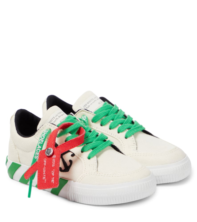 Off-white Kids' Low Vulcanized Leather Sneakers In White