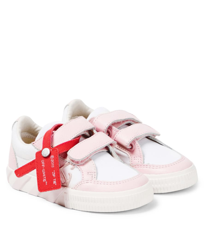 Off-white Kids' Vulcanized Leather-trimmed Sneakers In White