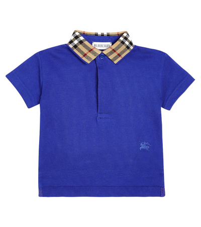 Burberry Babies' 棉质珠地布polo衫 In Blue