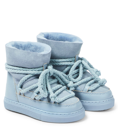 Inuikii Kids' Classic Leather-trimmed Shearling Snow Boots In Blue