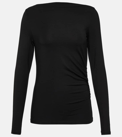 Vince Gathered Jersey Top In Black