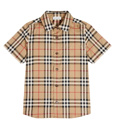 Burberry Kids'  Check Cotton-blend Shirt In Multicoloured