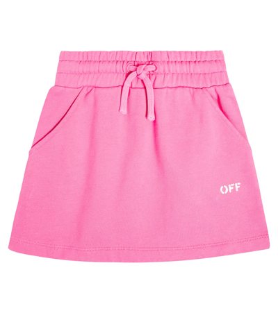 Off-white Kids' Off Stamp Cotton Skirt In Fuchsia