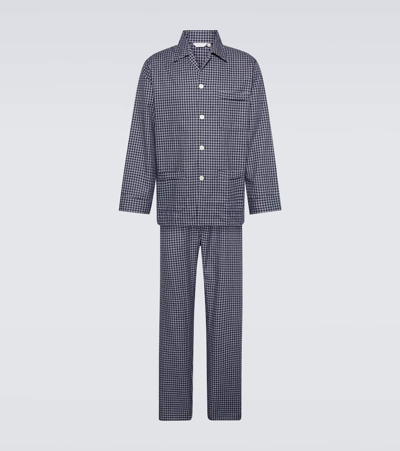 Derek Rose Braemar 32 Checked Brushed Cotton-twill Pyjama Set In Blue