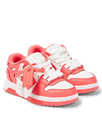 Off-white Kids' Out Of Office Leather Sneakers In Red
