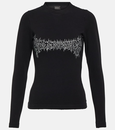 Balenciaga Cotton-blend Jersey T-shirt In Black