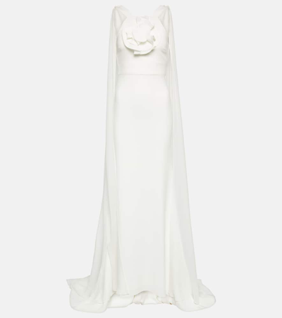 Roland Mouret Floral-appliqué Cady Silk Gown In White