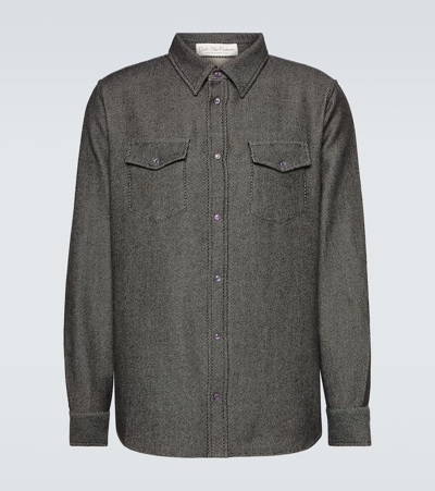 God's True Cashmere Gods True Cashmere Men's Amethyst Unisex Flap-pocket Regular-fit Cashmere Denim-blend Shirt