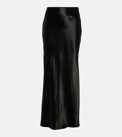 Ferragamo Woman Longline Satin Skirt In Black