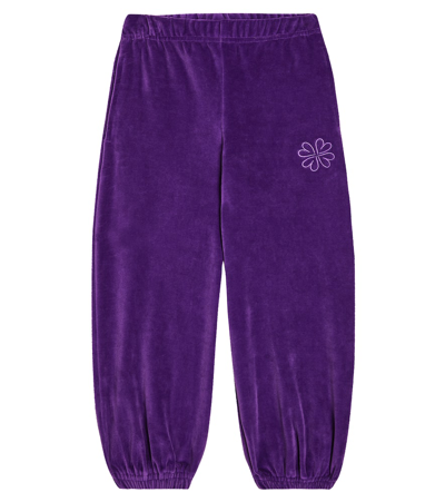 Molo Kids' Cotton-blend Chenille Sweatpants In Purple