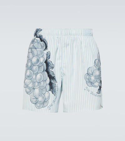 Jw Anderson Graphic-print Striped Swim Shorts In Sky Blue