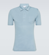 Sunspel Mens Sky Blue24 Riviera Patch-pocket Cotton Polo Shirt
