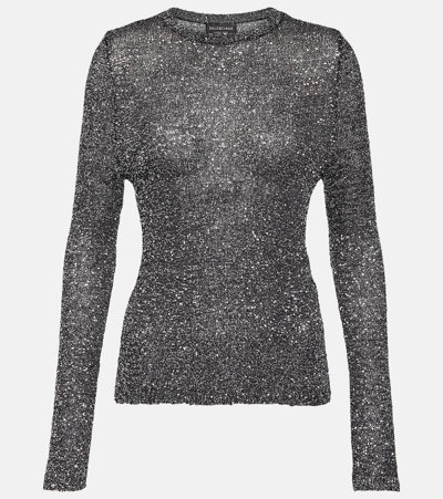 Balenciaga Sequined Metallic Knit Sweater In Black