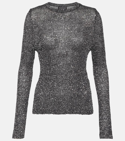 Balenciaga Sequined Metallic Knit Jumper In Black