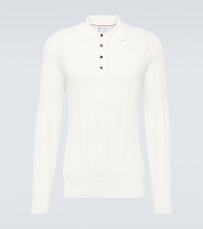 Brunello Cucinelli Cotton Polo Jumper In White