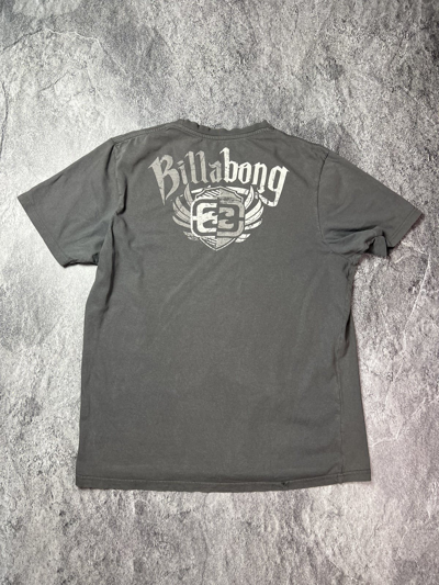 Pre-owned Billabong X Surf Style Y2k Billbabong Washed Archival Affliction Surf Japan Tee In Grey