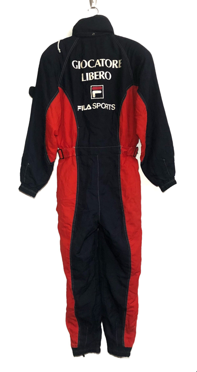 Pre-owned Fila X Overalls Made In Japan Fila Coveralls Motor-sport-equipment In Blue Red