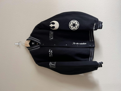 Pre-owned Kith X Star Wars Kith Star Wars Anniversary Varsity Jacket In Black
