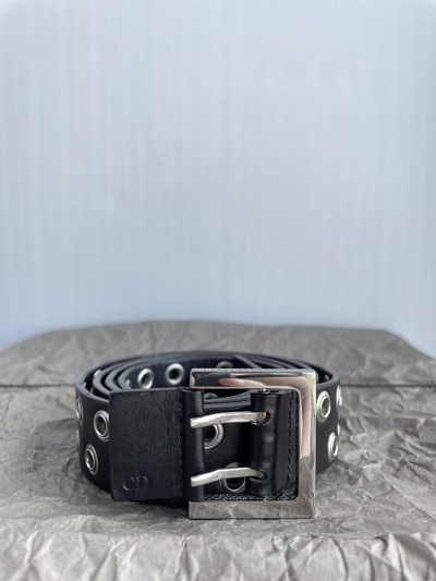 Pre-owned Dior S/s 2004 “strip” Grommet Punk Slim Belt By Hedi Slimane In Black