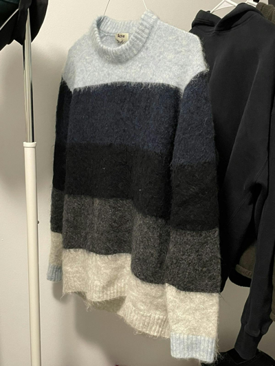 Pre-owned Acne Studios Mohair 5 Color Sweater In White