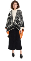 La Doublej Reversible Poncho In Mix Tiles Placée