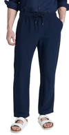 Onia Air Linen Pull-on Pants Deep Navy M In Deep Navy