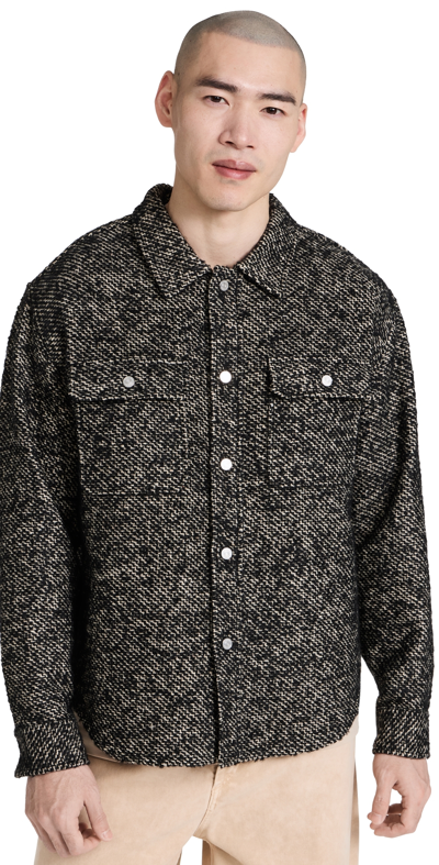 Frame Tweed Textured Regular Fit Overshirt In Grey