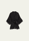Kiki De Montparnasse Giselle Lace-trim Silk Mini Robe In Black