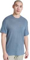 Frescobol Carioca Carmo Patch-pocket Linen T-shirt In Blue