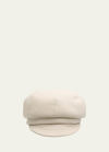 Gushlow And Cole  Merino Wool & Leather Carnaby Hat In Birch White