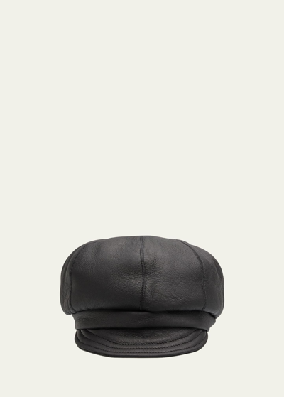 Gushlow And Cole  Merino Wool & Leather Carnaby Hat In Black