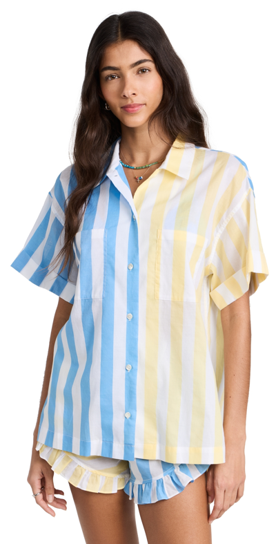 Staud Channing Top Buttercup Seashore Stripe L