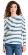 DEMYLEE JENNA STRIPE TOP WHITE / INDIGO