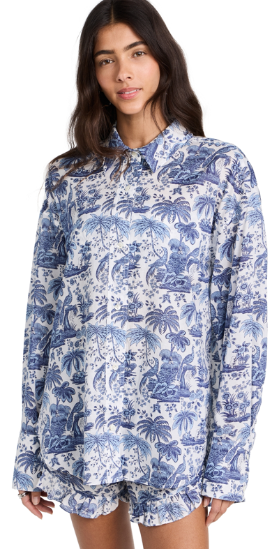 Staud Colton Top Blue Toile M