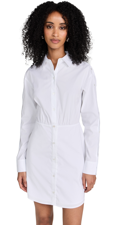 Veronica Beard Rae Button Detail Mini Shirtdress In White