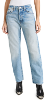 Mother Womens Aint My First Rodeo The Ditcher Hover Straight-leg Mid-rise Jeans In Blue
