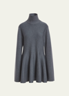 Khaite Clarice Wool-blend Mini Dress In Sterling