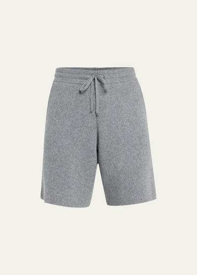 Frame X Ritz Paris Men's Cashmere Drawstring Shorts In Warm Gray