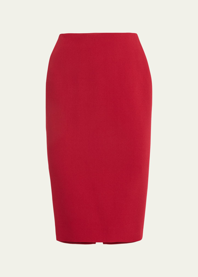 Victoria Beckham Matte Crepe Pencil Skirt In Burgundy