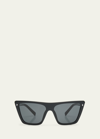 Prada Polarized Logo Acetate Butterfly Sunglasses In Dark Brown