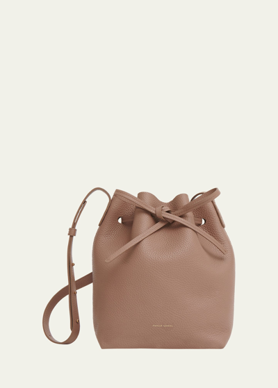 Mansur Gavriel Mini Drawstring Leather Bucket Bag In Biscotto