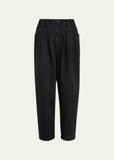 Marc Jacobs Runway Oversized Front Pleated Jeans In Black